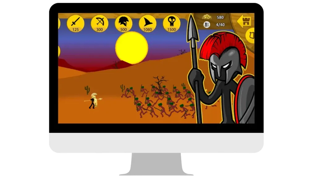 Stick War Legacy Leaf Skin character in action on PC screen