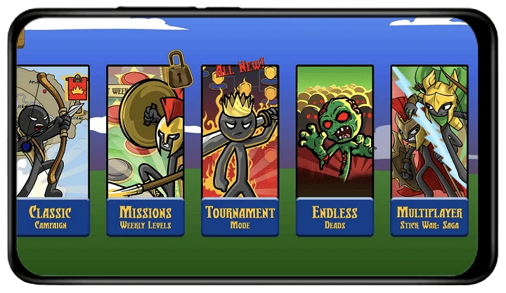 Stick War Legacy Characters 3 Different game modes available in Stick War Legacy Mod APK including Campaign, Endless Dead, and Tournament