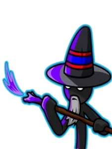 Stick War Legacy Mod APK Magikill character with staff, preparing to summon minions or cast spells