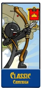 Stick War Legacy Mod APK Classic Campaign Mode featuring Archidon archer unit in attack position