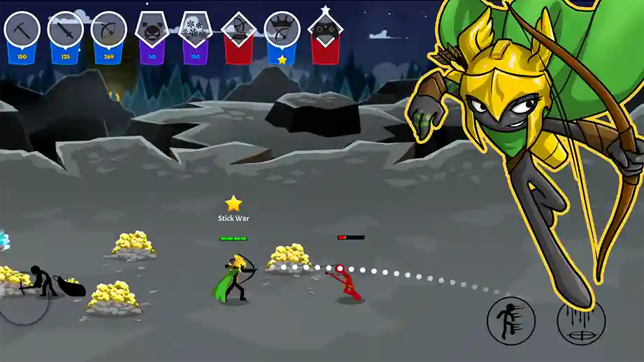 stick war saga mod apk character archis in action