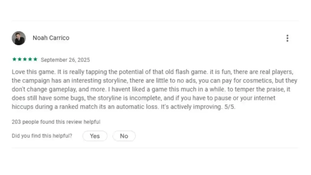 Positive review of a stick war saga game