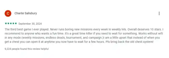 Positive review of engaging game.