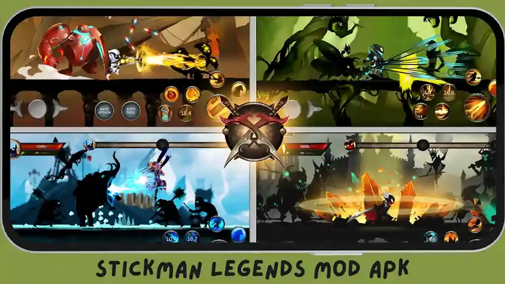 Stickman Legends Mod APK - Mega Menu 13 Action-packed stickman legends mod apk game showing different battles