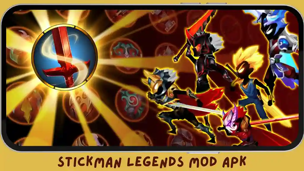 Stickman Legends Mod APK - Mega Menu 12 Colorful stickman characters with different skins & weapons
