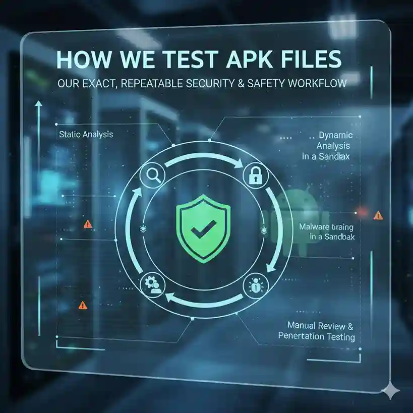 How We Test APK Files 2 How we test APK Files cover image showing steps we follow