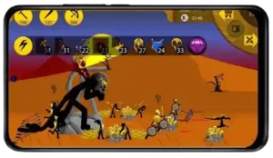 Stick War Legacy Mod APK classic skin gameplay showing stickman characters in battle scene
